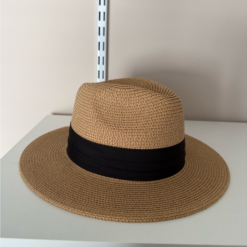 Tan Straw Hat with Black Band